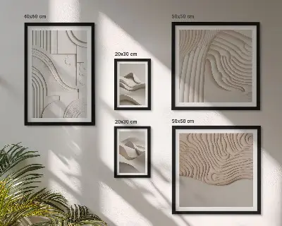 Set de tablouri decorative de perete structuri abstracte în nuanțe de bej și alb