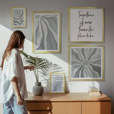 Set de tablouri decorative pentru perete modele abstracte în nuanțe de gri și alb