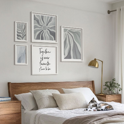 Decorațiune de perete set tablouri Modele abstracte gri și albe