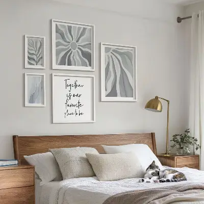 Set de tablouri decorative pentru perete modele abstracte în nuanțe de gri și alb