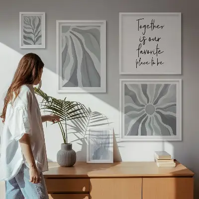 Set de tablouri decorative pentru perete modele abstracte în nuanțe de gri și alb