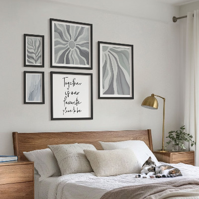 Decorațiune de perete set tablouri Modele abstracte gri și albe