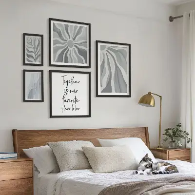 Set de tablouri decorative pentru perete modele abstracte în nuanțe de gri și alb