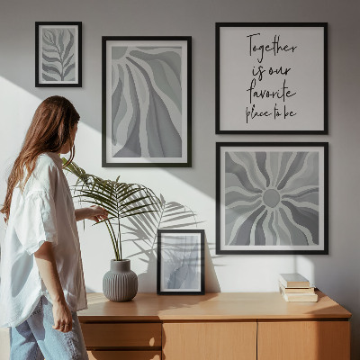 Decorațiune de perete set tablouri Modele abstracte gri și albe