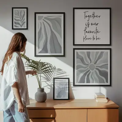 Set de tablouri decorative pentru perete modele abstracte în nuanțe de gri și alb