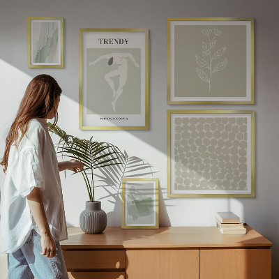 Decorațiune de perete set tablouri Temă verde cu grafică elegantă