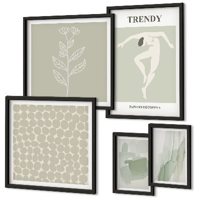 Decorațiune de perete set tablouri Temă verde cu grafică elegantă