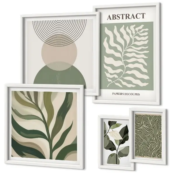 Set de tablouri decorative pentru perete cu modele abstracte de plante