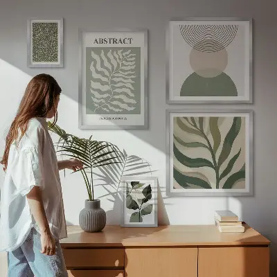 Set de tablouri decorative pentru perete cu modele abstracte de plante