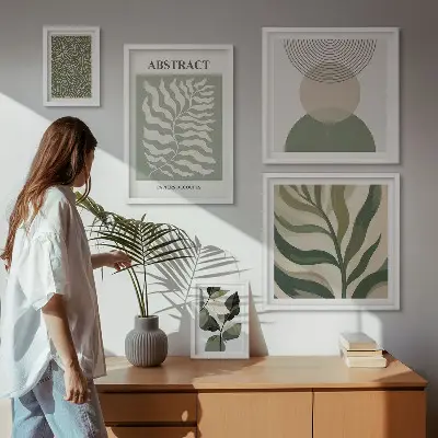 Set de tablouri decorative pentru perete cu modele abstracte de plante