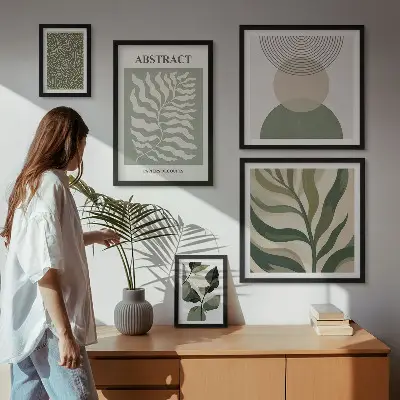 Set de tablouri decorative pentru perete cu modele abstracte de plante