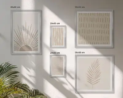 Polyptic înrămat cu decorațiuni elegante și geometrie naturală