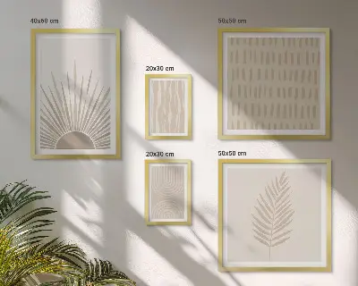 Polyptic înrămat cu decorațiuni elegante și geometrie naturală