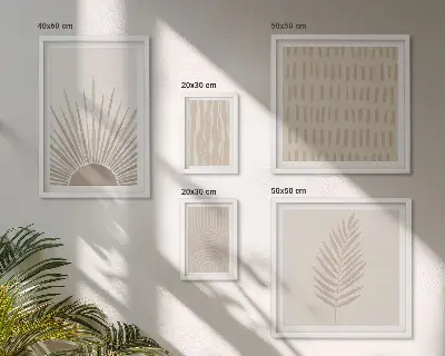 Polyptic înrămat cu decorațiuni elegante și geometrie naturală
