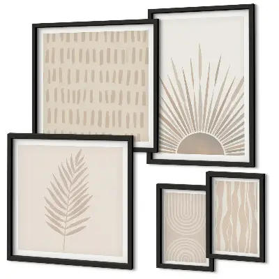 Polyptic înrămat cu decorațiuni elegante și geometrie naturală