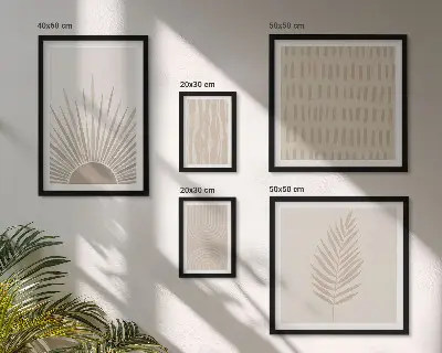 Polyptic înrămat cu decorațiuni elegante și geometrie naturală