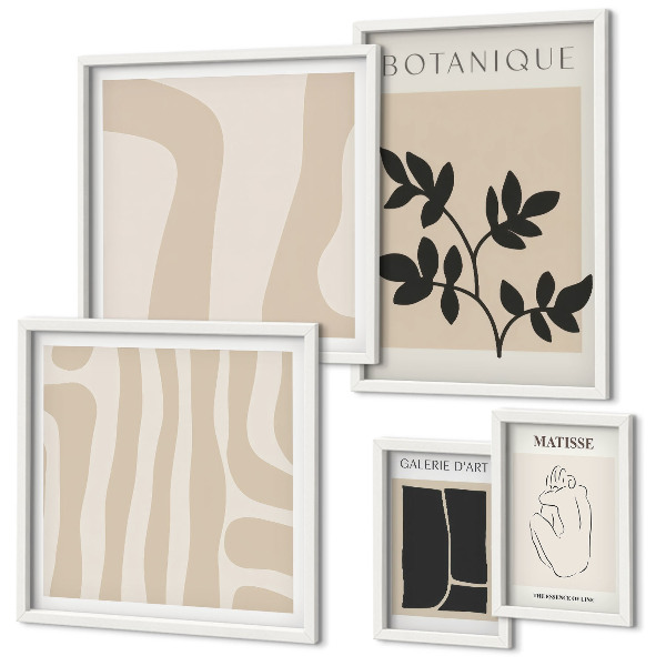 Polyptic înrămat Grafică abstractă elegantă a plantelor