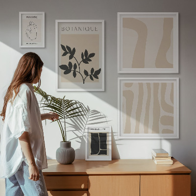 Polyptic înrămat Grafică abstractă elegantă a plantelor