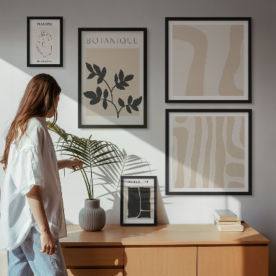 Polyptic înrămat Grafică abstractă elegantă a plantelor