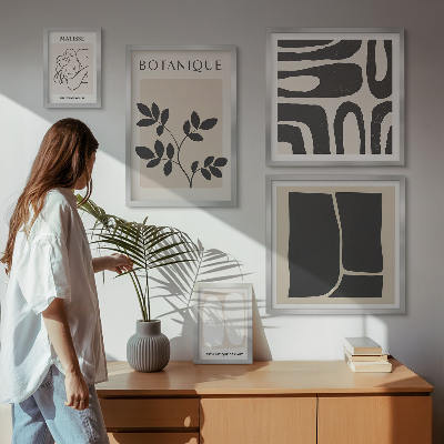 Polyptic înrămat Grafică abstractă elegantă a plantelor
