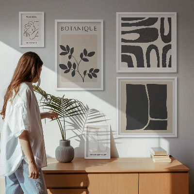Polyptic înrămat Grafică abstractă elegantă a plantelor