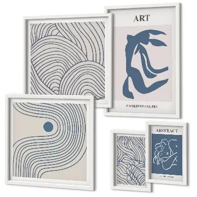 Linii moderne abstracte poliptic înrămat