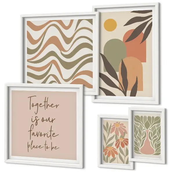 Set tablouri pentru perete decorațiuni elegante cu plante în nuanțe pastelate