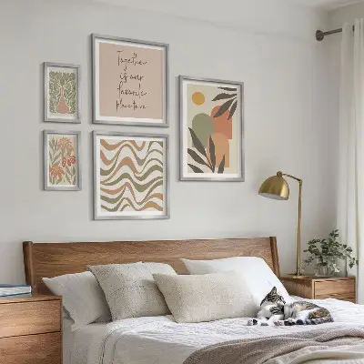 Set tablouri pentru perete decorațiuni elegante cu plante în nuanțe pastelate