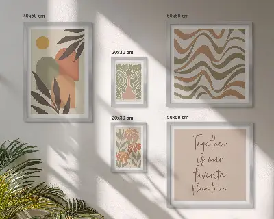 Set tablouri pentru perete decorațiuni elegante cu plante în nuanțe pastelate