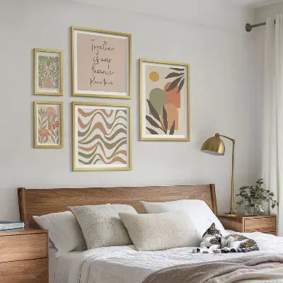 Set tablouri pentru perete decorațiuni elegante cu plante în nuanțe pastelate