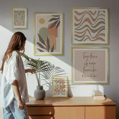 Set tablouri pentru perete decorațiuni elegante cu plante în nuanțe pastelate