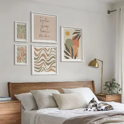 Set tablouri pentru perete decorațiuni elegante cu plante în nuanțe pastelate