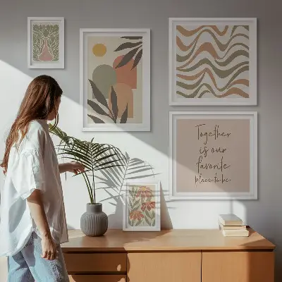 Set tablouri pentru perete decorațiuni elegante cu plante în nuanțe pastelate