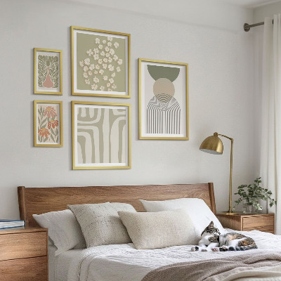 Polyptic înrămat Grafică elegantă în culori pastelate cu plante