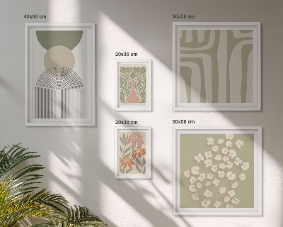 Polyptic înrămat Grafică elegantă în culori pastelate cu plante