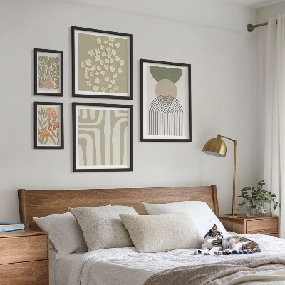 Polyptic înrămat Grafică elegantă în culori pastelate cu plante