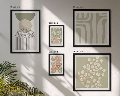 Polyptic înrămat Grafică elegantă în culori pastelate cu plante