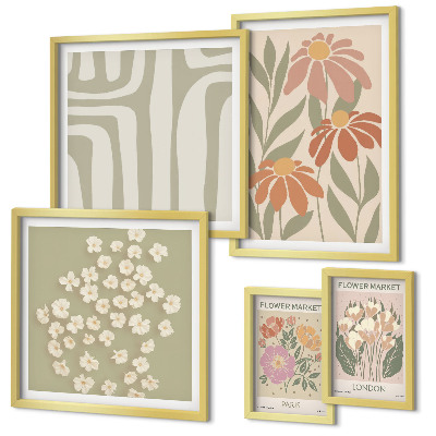 Polyptic înrămat Modele florale Londra Paris boho