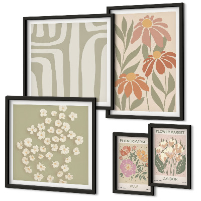 Polyptic înrămat Modele florale Londra Paris boho