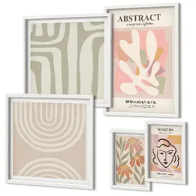 Set de tablouri decorative pentru perete cu plante abstracte elegante