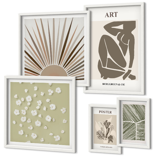 Polyptic înrămat Grafică abstractă elegantă a plantelor