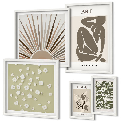 Polyptic înrămat Grafică abstractă elegantă a plantelor