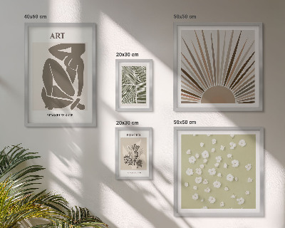 Polyptic înrămat Grafică abstractă elegantă a plantelor