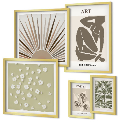 Polyptic înrămat Grafică abstractă elegantă a plantelor