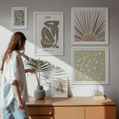 Polyptic înrămat Grafică abstractă elegantă a plantelor