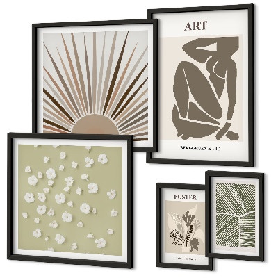 Polyptic înrămat Grafică abstractă elegantă a plantelor