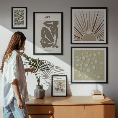 Polyptic înrămat Grafică abstractă elegantă a plantelor