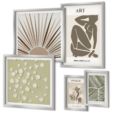Polyptic înrămat Grafică abstractă elegantă a plantelor