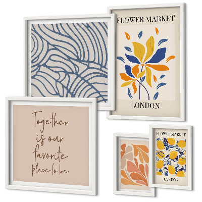 Decorațiune de perete set tablouri Motive florale Inscripții londoneze