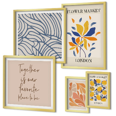 Decorațiune de perete set tablouri Motive florale Inscripții londoneze
